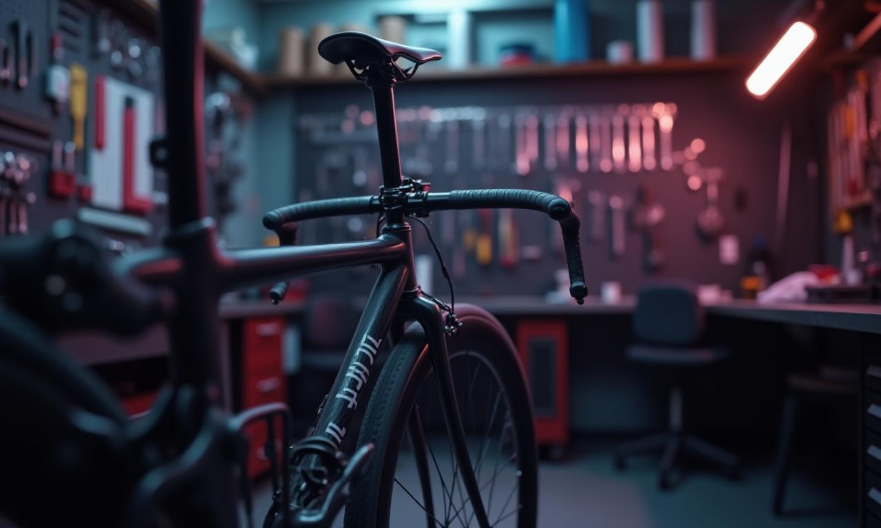 Bicycle workshop interior with polished tools