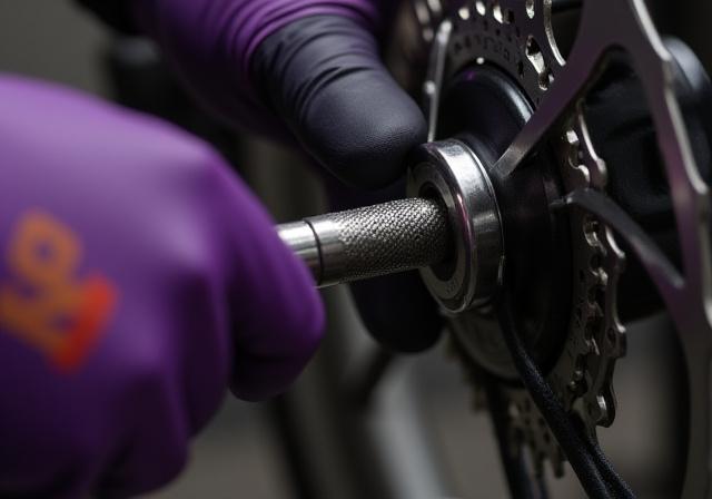 Students working on a bike cassette
